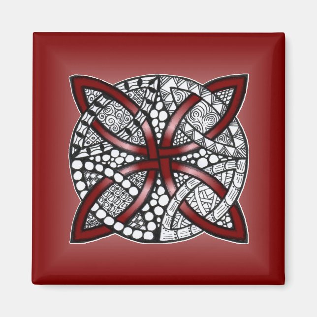 Red Celtic Knot Original Art Magnet (Vorne)