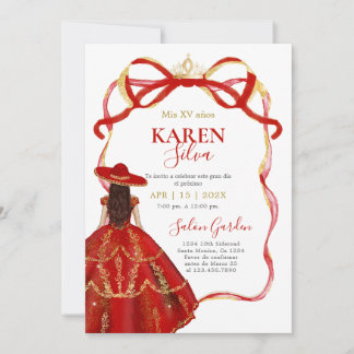 Red Charro Quinceanera Invitation Einladung