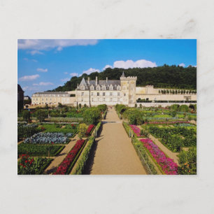 Red Chateau de Villandand and garden, Loire Valley Postkarte