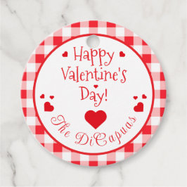 Red Check Red Hearts Valentine's Day Paper Geschenkanhänger