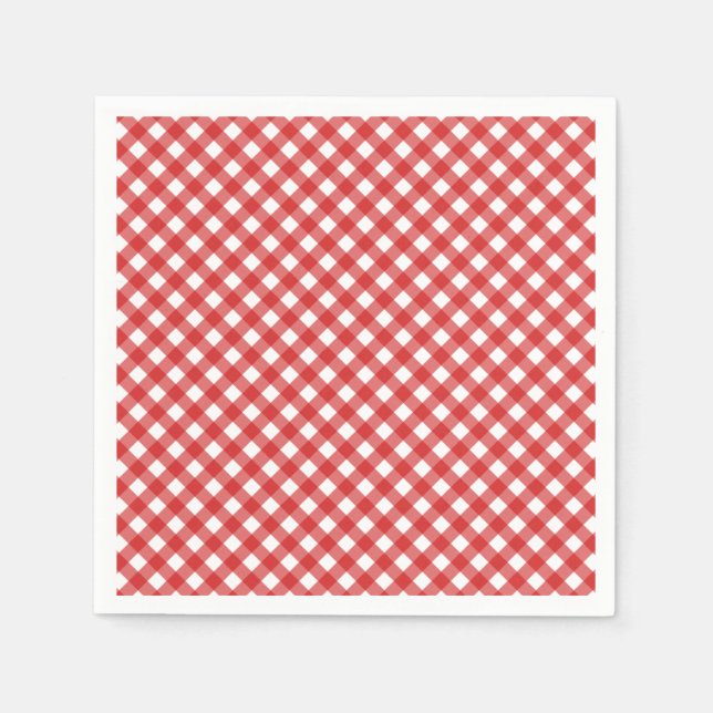 Red Checked Summer GRILLEN Party Serviette (Vorderseite)