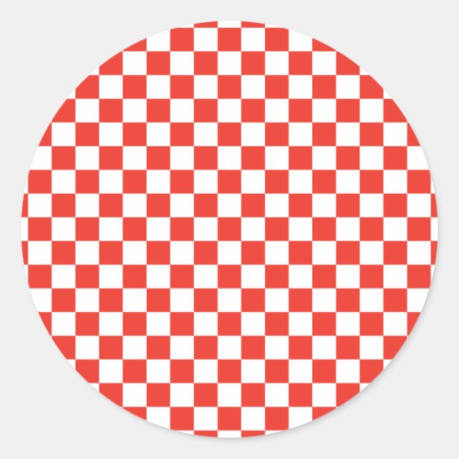Red Checkerboard Runder Aufkleber (Vorderseite)