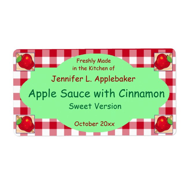 Red Checkerboard und Apple Canning Jar Label (Vorne)