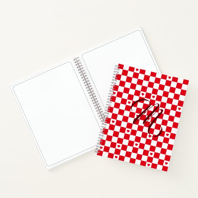 Red Checkered Pattern Background Notizbuch (Innenseite)
