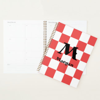 Red Checkered Pattern Background Planner Planer