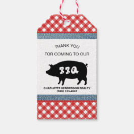 Red Checkered Pig Roast Summer GRILLEN Party Geschenkanhänger