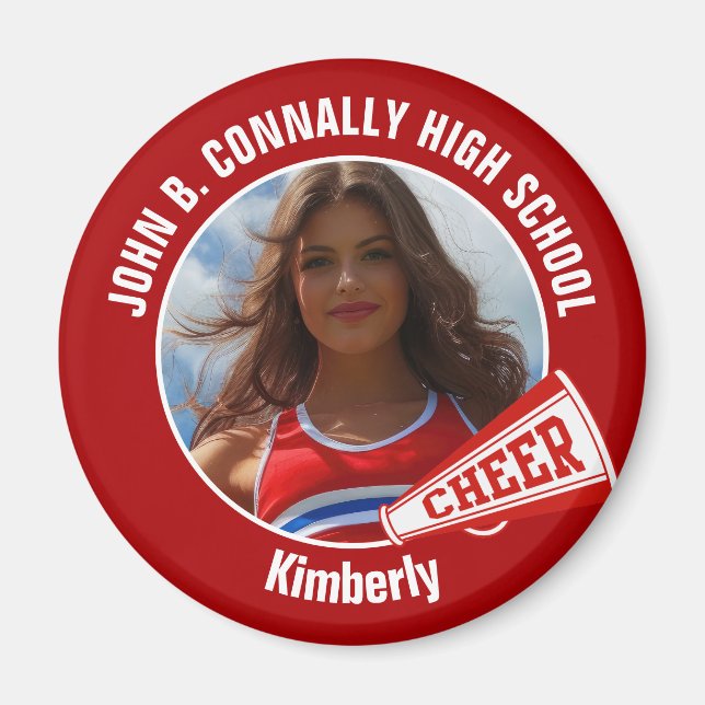 Red Cheerleader Foto High School Spirit Cheerleade Magnet (Vorne)
