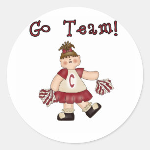 Red Cheerleader Go Team Runder Aufkleber