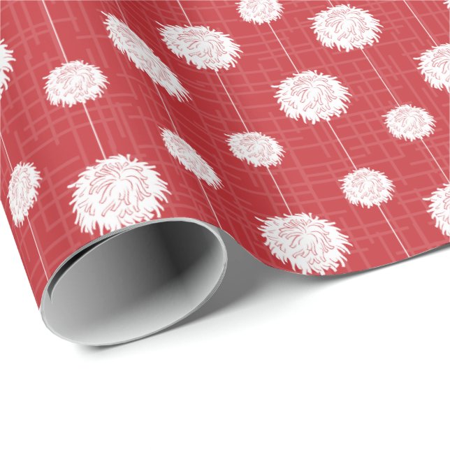 Red Cheerleader Pom Pom Muster Geschenkpapier (Rolleneckpunkt)