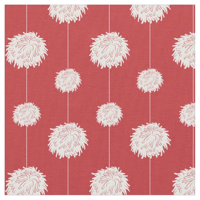 Red Cheerleader Pom Pom Muster Stoff (Nahaufnahme)