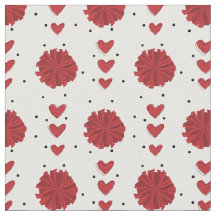 Red Cheerleader Pom Poms & Hearts Muster