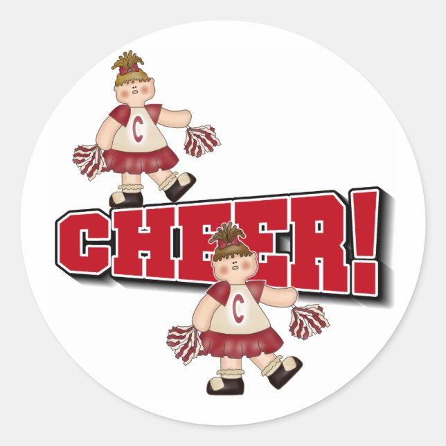 Red Cheerleader Runder Aufkleber (Vorderseite)