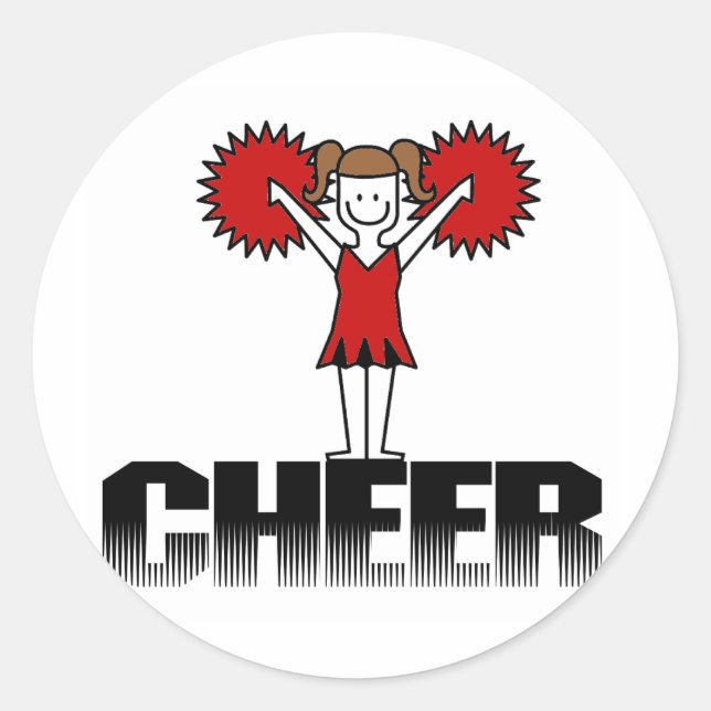 Red Cheerleader T - Shirt und Geschenke Runder Aufkleber (Vorderseite)