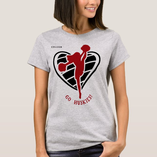 Red Cheerleader Team Name T - Shirts (Vorderseite)