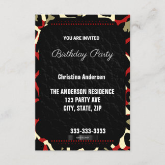 Red Cheetah Birthday Einladung
