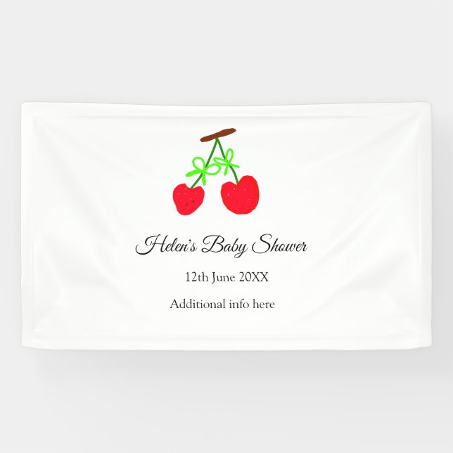 Red Chergreen bow add name date baby Dusche Banner (Horizontal)