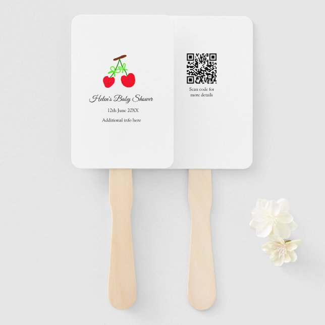 Red Chergreen bow add name date baby Dusche Fächer (Vorne und Hinten)