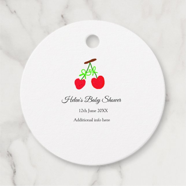Red Chergreen bow add name date baby Dusche Geschenkanhänger (Vorderseite)