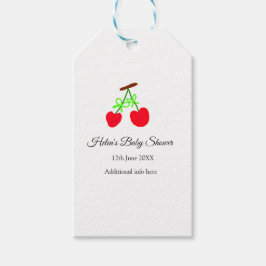 Red Chergreen bow add name date baby Dusche Geschenkanhänger