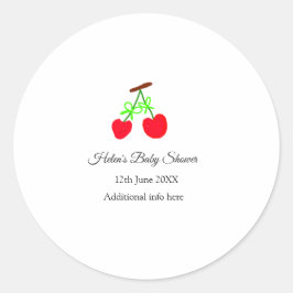 Red Chergreen bow add name date baby Dusche Runder Aufkleber