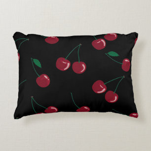 Red Cherries Black Accent Pillow Dekokissen