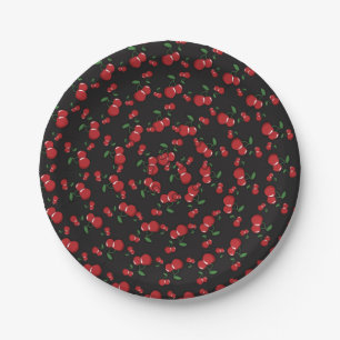 Red Cherries Black oder Color Birthday Party Pappteller