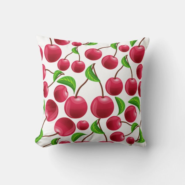 Red Cherries Cherry Print Throw Kissen (Vorderseite)