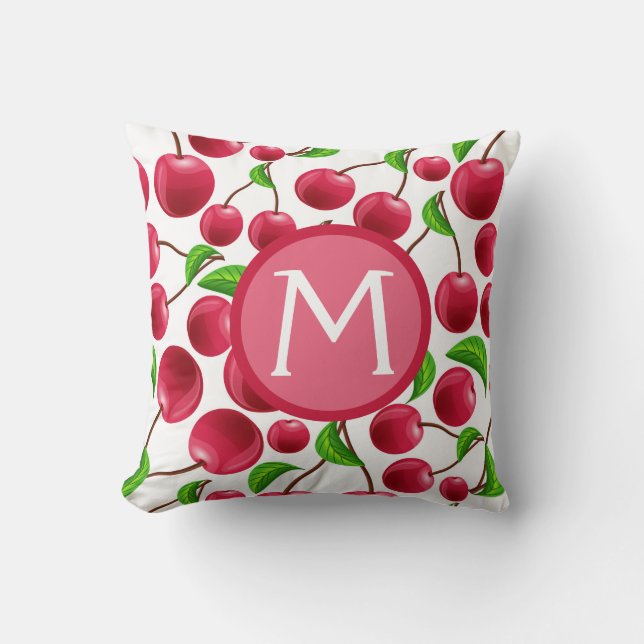 Red Cherries Cherry Print Throw Kissen (Vorderseite)