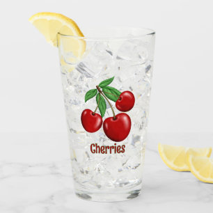 Red Cherries Cluster Design Personalisiert Glas