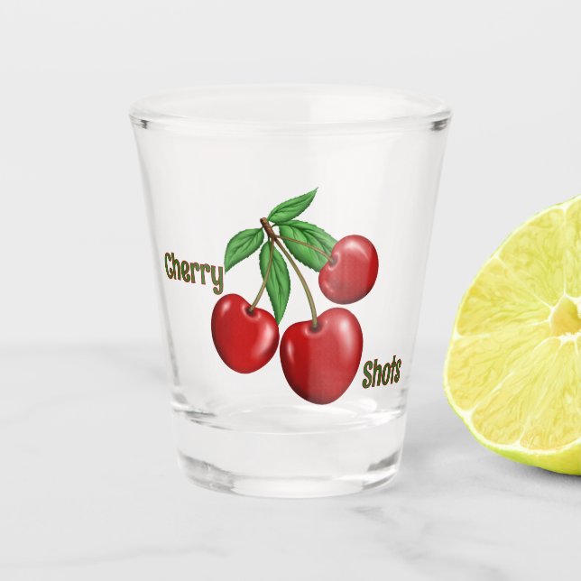 Red Cherries Design Personalisiert Schnapsglas (Vorderseite)
