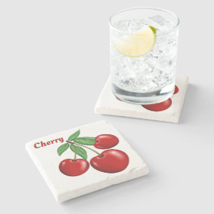 Red Cherries Design Personalisiert Steinuntersetzer