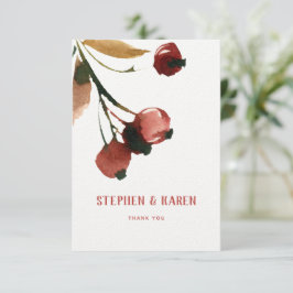 Red Cherries Elegant Wedding Danke Card