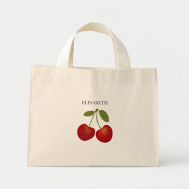 Red Cherries Frucht personalisieren Name Custom Mini Stoffbeutel