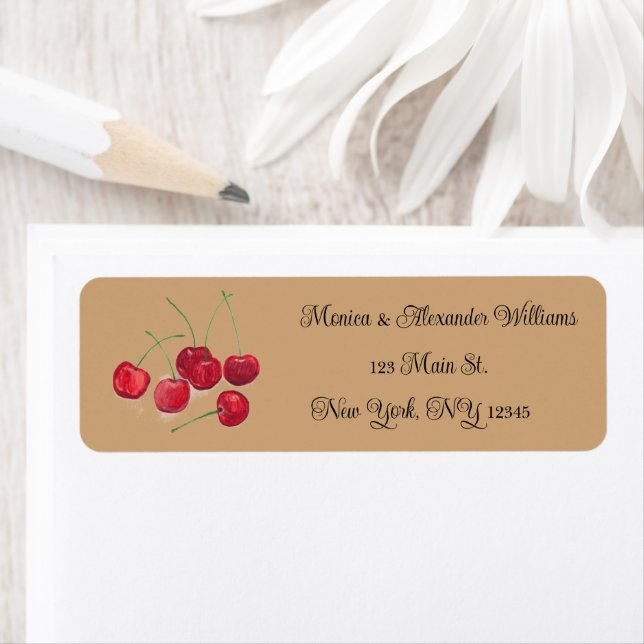 Red Cherries Frucht Rücksendeadresse Hochzeit (Insitu)