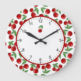 Red Cherries Graphic All Over Pattern Large Clock Große Wanduhr