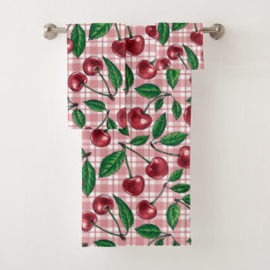 Red cherries on pink gingham