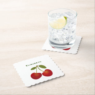 Red Cherries Personalisieren Individuelle Name Geb Untersetzer