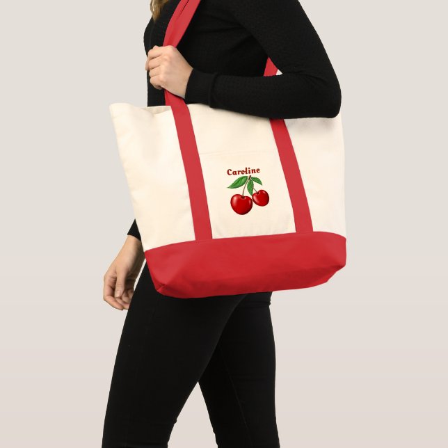 Red Cherries Personalisiert Tragetasche (Vorderseite (Produkt))