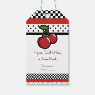 Red Cherries Retro Schwarz-weiß Red Gastgeschenk Geschenkanhänger