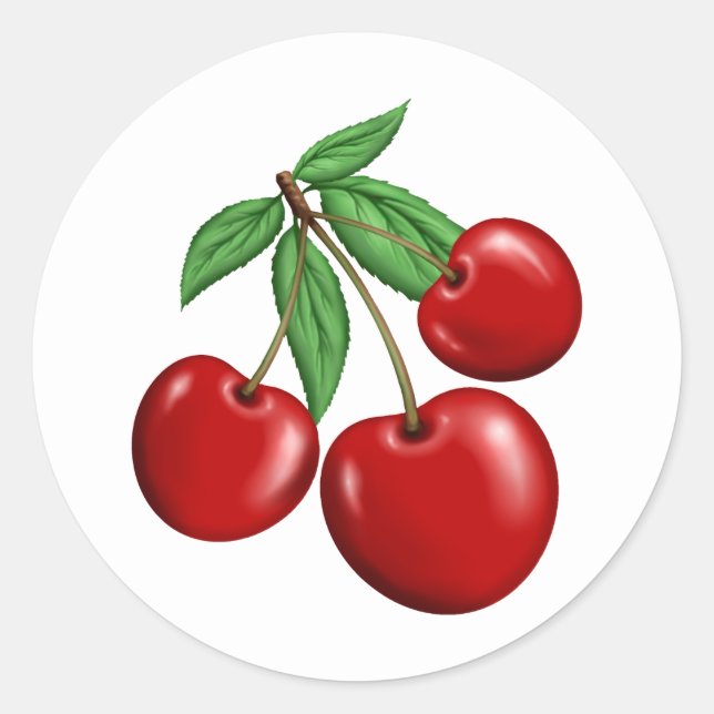 Red Cherries Retro Style Fruchtdesign Runder Aufkleber (Vorderseite)