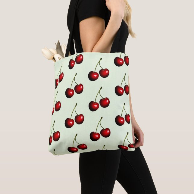Red Cherries Tote Bag - Ihre Farben Tasche (Von Nahem)