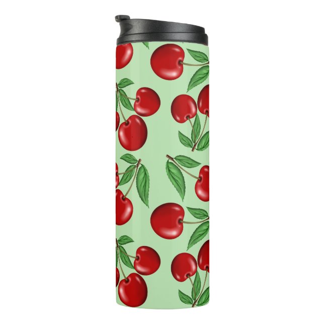 Red Cherries übers Muster nach Maß Thermosbecher (Nach rechts gedreht)