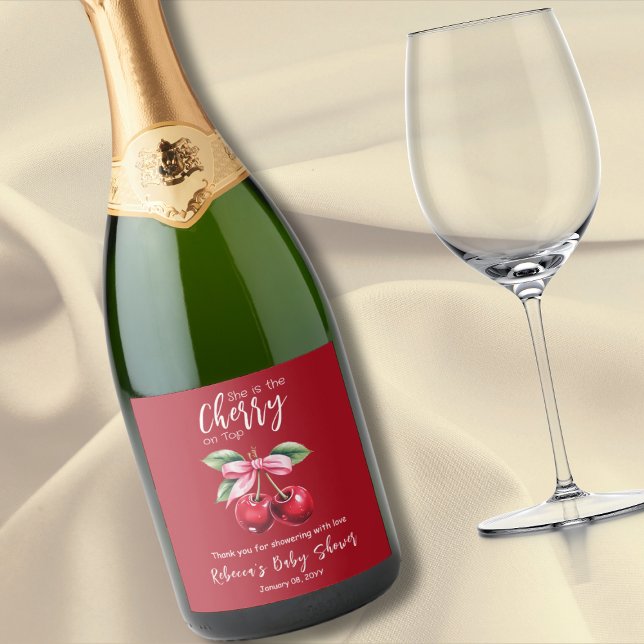 Red Cherry auf Top Coquette Pink Bow Baby Dusche (Von Creator hochgeladen)