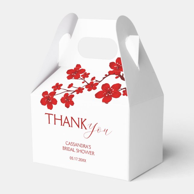 Red Cherry Blossom Blumenkohl Brautparty Geschenkschachtel (Rückseite)