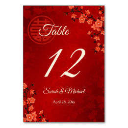 Red Cherry Blossom Chinese Wedding Tischnummer