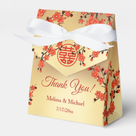 Red Cherry Blossom Gold Custom Chinese Wedding Geschenkschachtel