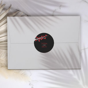 Red Cherry Blossom Hochzeit Runder Aufkleber