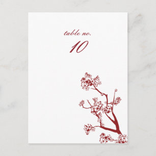 Red Cherry Blossom Hochzeitstisch-Platzkarten Postkarte