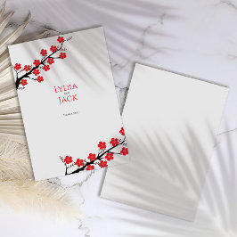 Red Cherry Blossom Themed Wedding Danke Karte