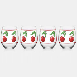 Red Cherry Design Weinglas Ohne Stiel